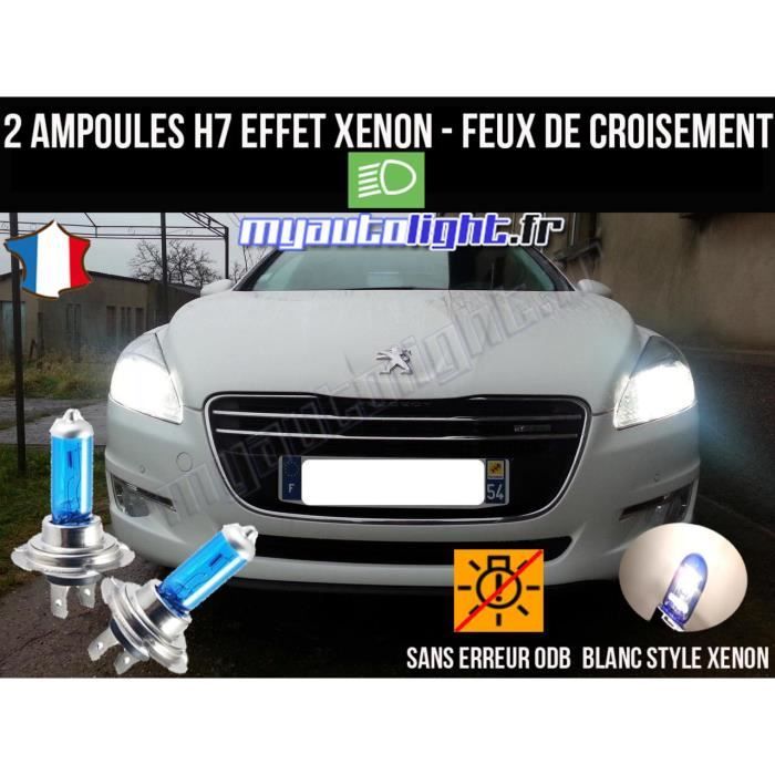 Pack ampoules H7 blanc xenon feux croisement-code pour PEUGEOT 508