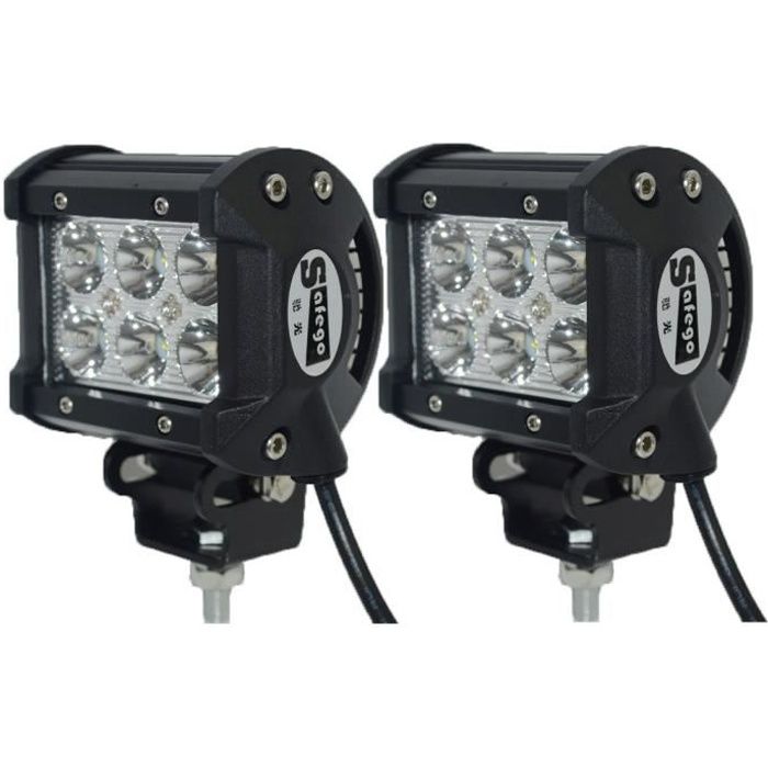 2pcs 18W LED Cree barres de lumière voiture spot offroad camions de travail brouillard conduite lampe 4X4 4WD ATV 12V 24V