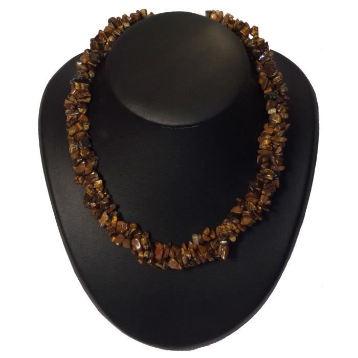 Collier baroque tourné en Oeil de Tigre