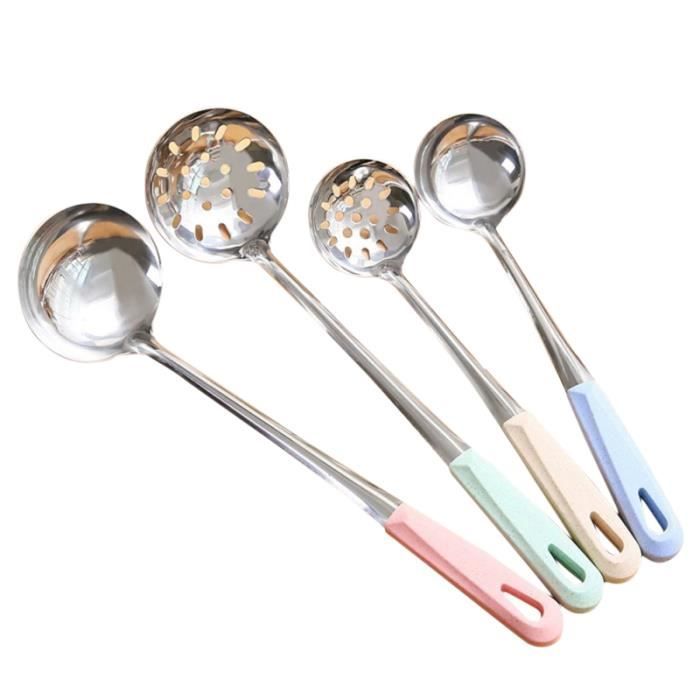 4 pièces cuillère et passoire ensemble poignée colorée suspendue à fondue à soupe pour ENSEMBLE USTENSILES - LOT USTENSILES
