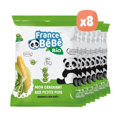 FRANCE BéBé BIO - Biscuit soufflé aux petits pois BIO - Vegan - Lot 8 sachets de 20g