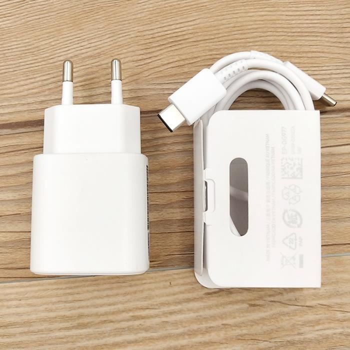 Chargeurs,Samsung S20 Ultra Note 10 20 chargeur rapide Original 25W adaptateur de Charge rapide USB C à - Type white EU and cable