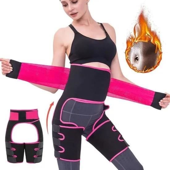 L/XL-Ceinture de Sudation Femme Amincissante Ajustable,3 en 1 et Ceinture Amincissante de Poids et Mise en Forme-Rose*CD002