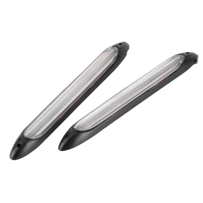 Qiilu Barre de feu diurne Paire de Bande de Feu de Circulation Diurne LED Clignotant Couleur de Lumière Jaune Blanche Étanche(23,5