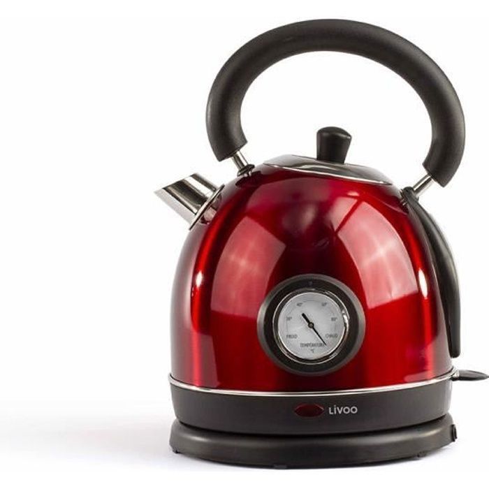 LIVOO DOD157 Bouilloire rétro avec thermomètre - Rouge