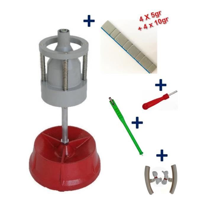 Equilibreuse de Roue Manuelle Portable avec Centreur + 100 Barrettes Plombs Adhésifs 4x5g+4x10g+ Kit Equilibrage Roue