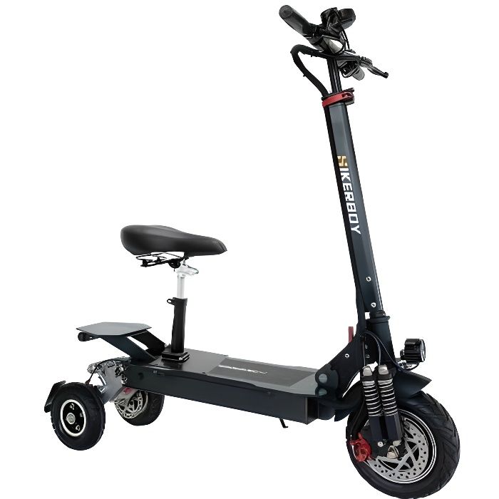Trottinette électrique pour personne à mobilité réduite (PMR) homologuée route avec siège tout terran off road 3 roues Hikerboys