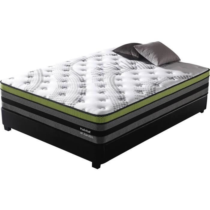 Matelas ressorts ensachés -Jobert- - 160 x 200 cm - Blanc-Gris