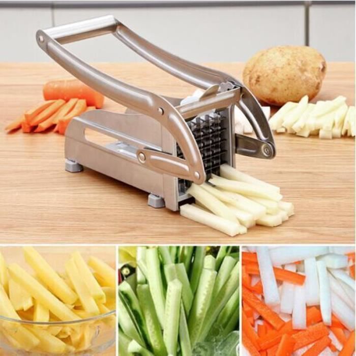 Couteau à frites en acier inoxydable Machine à lame professionnelle Pomme de terre Légume Concombre Carotte Couteau-Argent