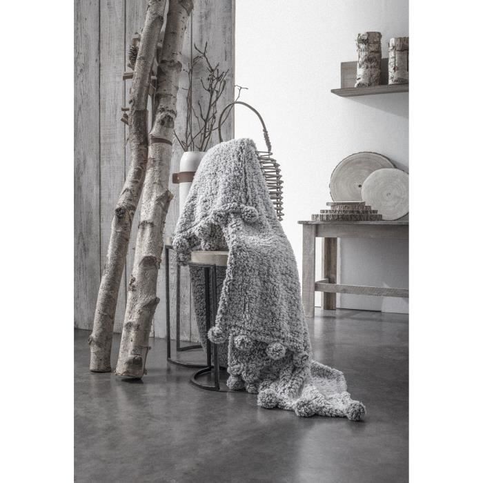 TODAY Plaid 100% Polyester COCOON Au Coin du Feu 125x150cm - Gris