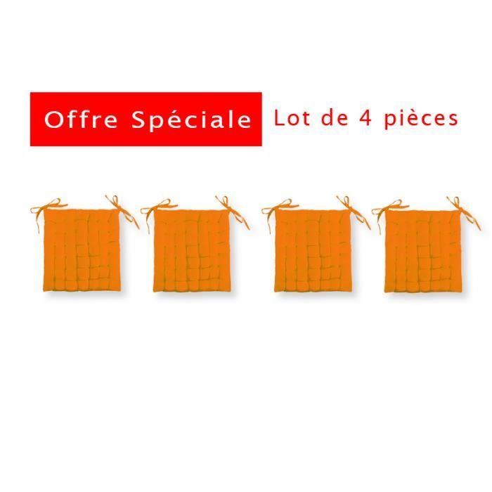 GALETTE DE CHAISE FUTON- ORANGE - LOT DE 4 Pièces