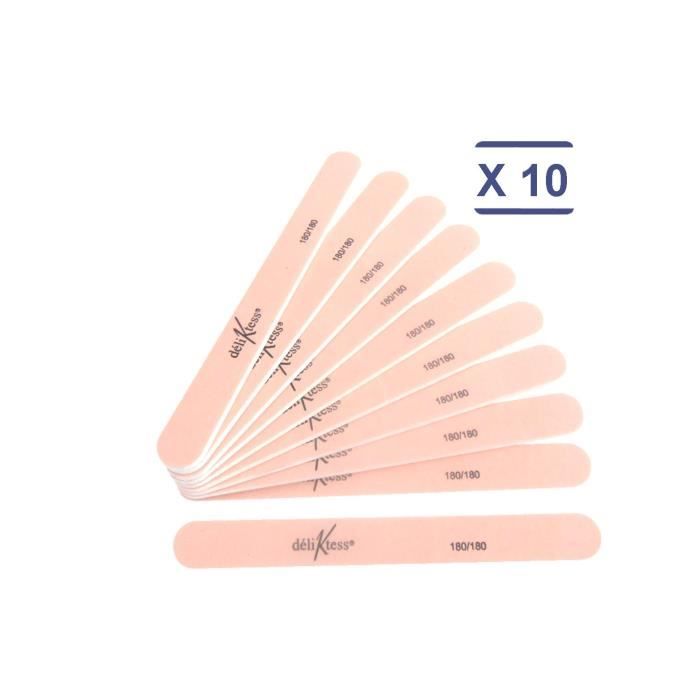 MFB Provence® - 10 Limes à ongles professionnelles - grain abrasif 180/180 - Rose Pale