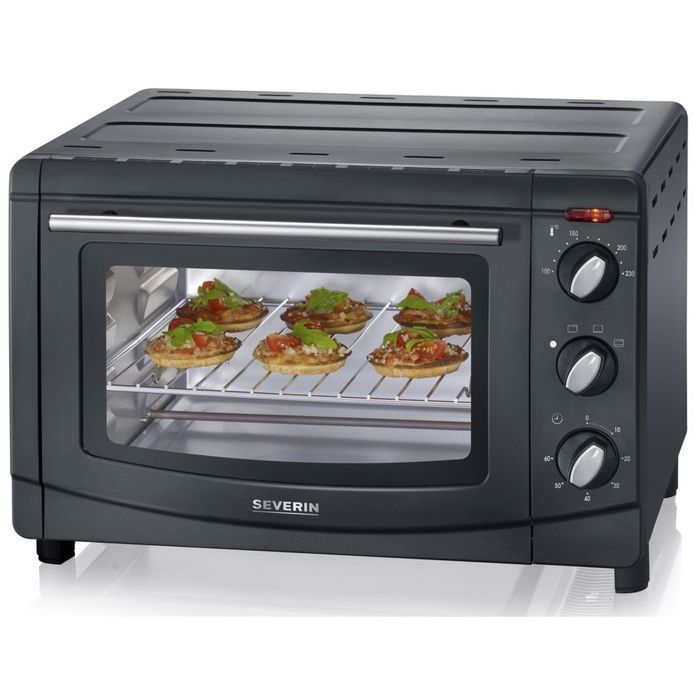 Severin Mini-Four 20 L, Inclus : Grille et Lèche frites, Minuteur 60 min, 1 500 W, Noir, TO 2067 - TO 2067