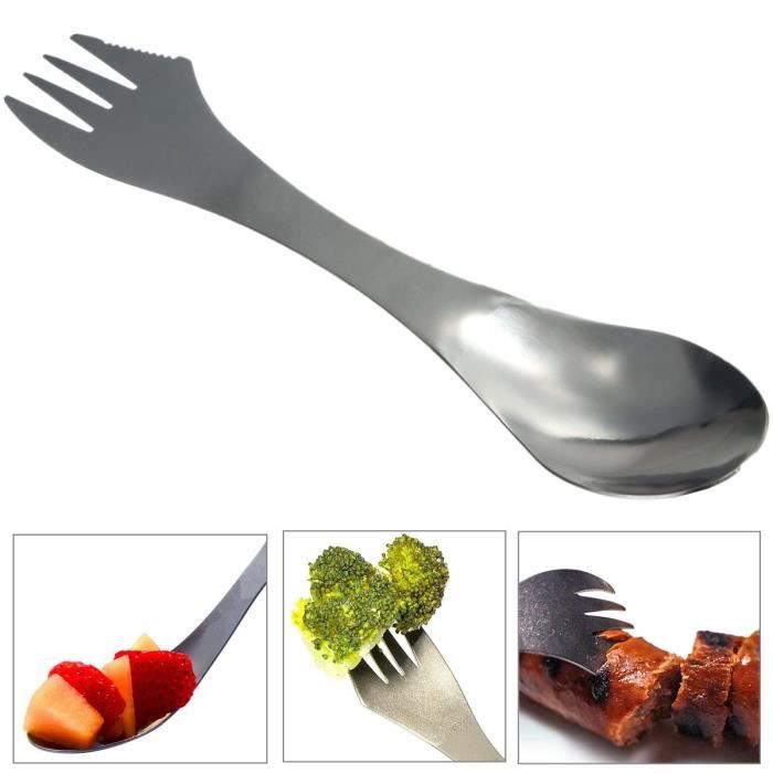 TEMPSA 3en1 Spork Acier Inox. Cuillère Fourchette Couteau Vaisselle de Table Steak Pique-nique Camping Voyage