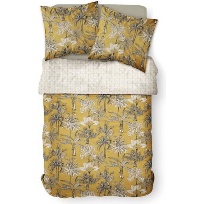 TODAY Parure de lit 2 personnes 220X240 Coton imprime jaune Floral SUNSHINE TODAY