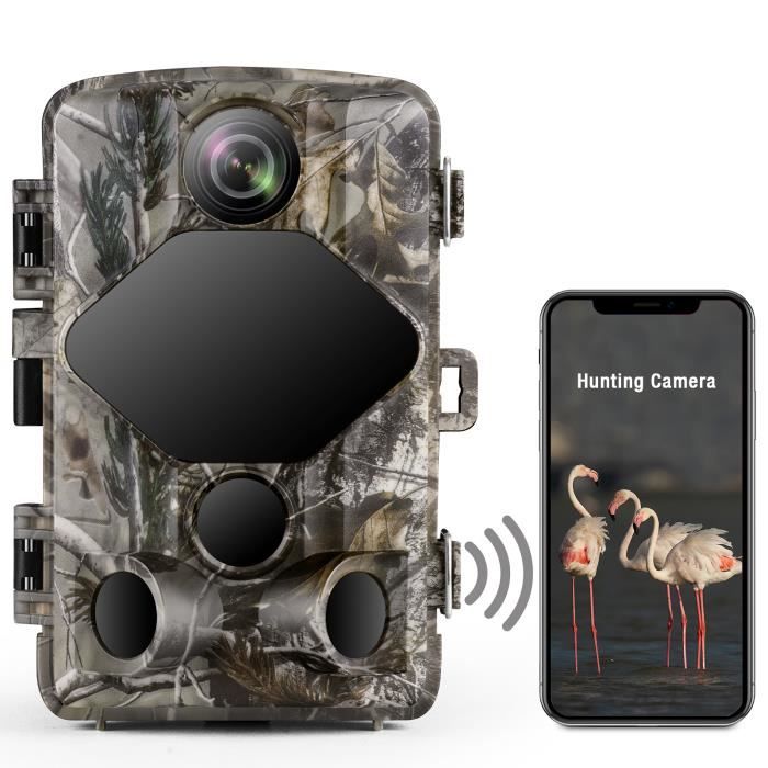 TOGUARD 4K/24MP Camera de Chasse WIFI Bluetooth,46pcs 850nm IR LEDs caché Vision nocturne,3 PIR 120° Détection,Tirer de 0,2 s