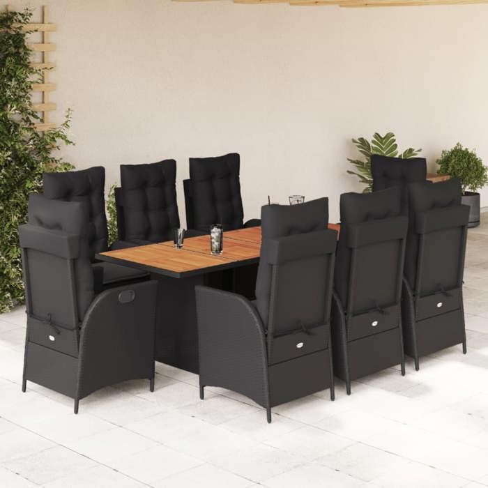 vidaXL Ensemble repas jardin 9pcs résine tressée