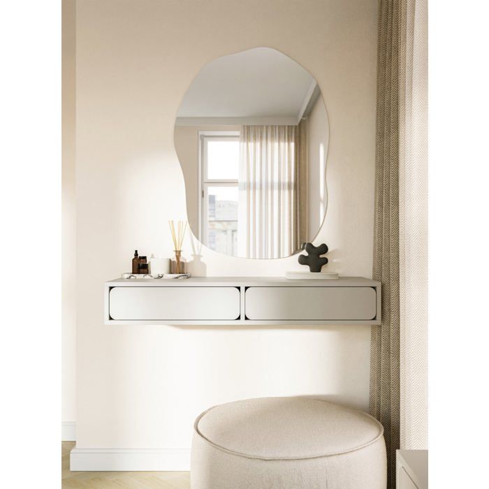 Coiffeuse - WUWU - 110 cm - suspendu - avec 2 tiroirs - grège