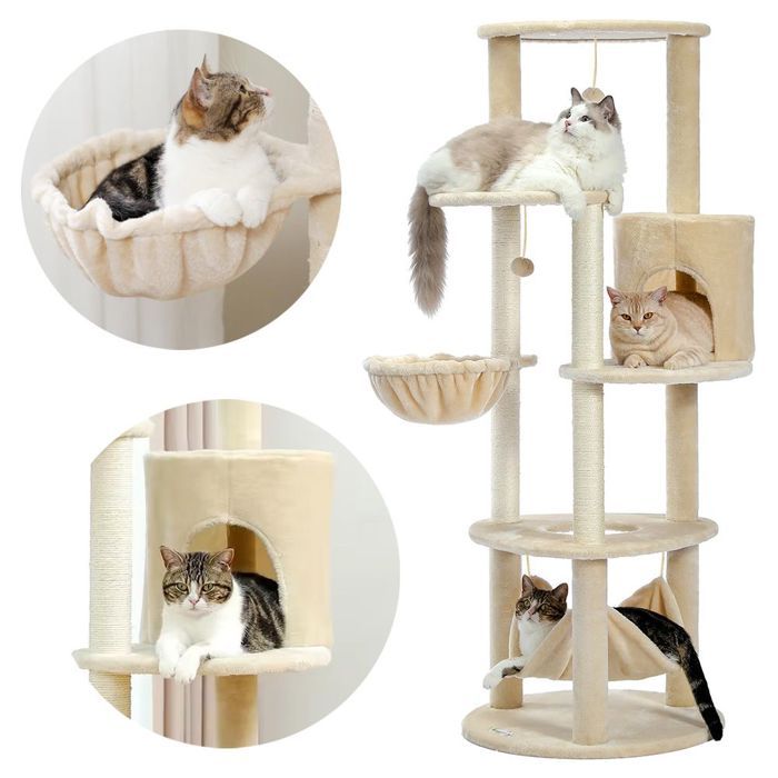 Comparer les prix de Tutumi Arbre à chat Griffoir beige 155x55x55 cm