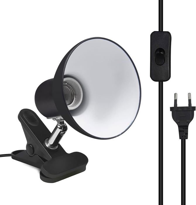 Lampe à Pince E27 avec prise Européenne et Interrupteur Rotation de 270 Degrés Support Douille Vis Edison Support de Lampe de