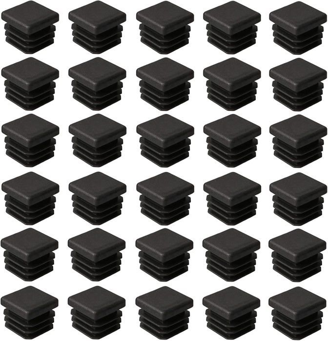 30 Pièces Bouchon pour Tuyau Carré20 * 20 mm Pied de Chaise Tube CarréEmbout Tube Carré Noir BouchonCapuchon pour Poteau Carré