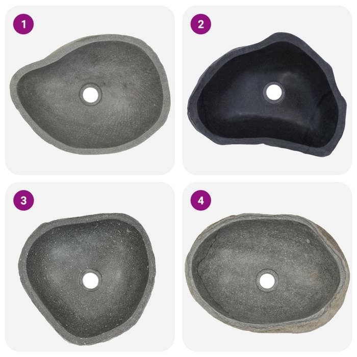 Lavabo - CLOUD - Vasque en pierre de rivière Ovale (37-46)x(29-36) cm L46