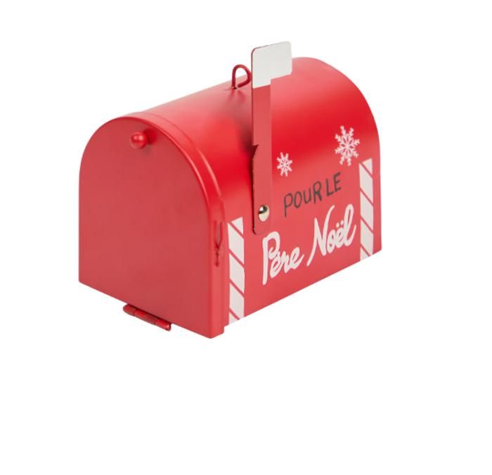 Boîte Aux Lettres Du Père Noël Rouge Avec Drapeau Mobile – Décoration De Noël Classique Pour Maison, Cheminée, Sapin