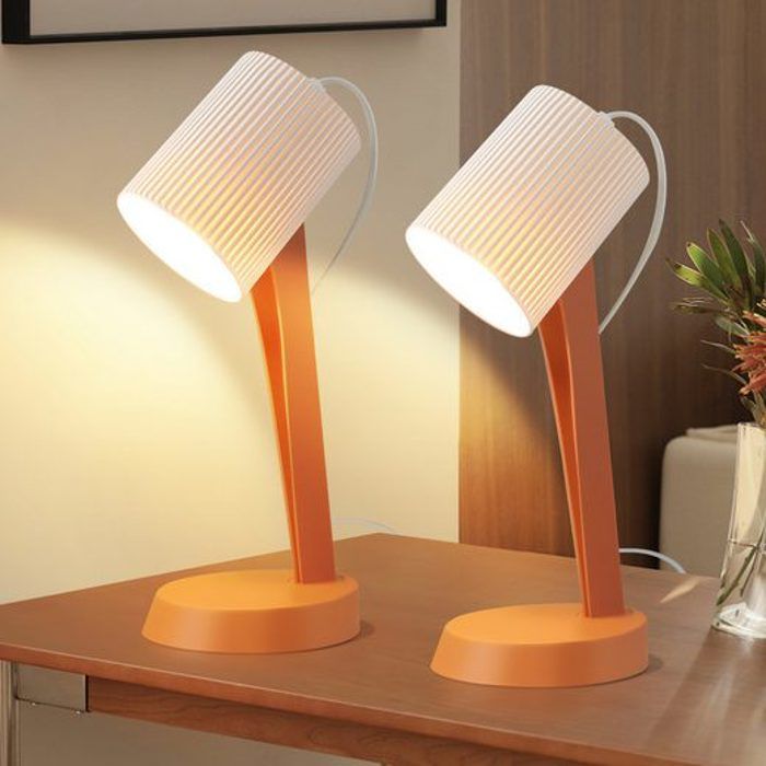 Lampe de table - NETTLIFE - Lot de 2 - Orange - Culot E14 - Métal 37 5 cm