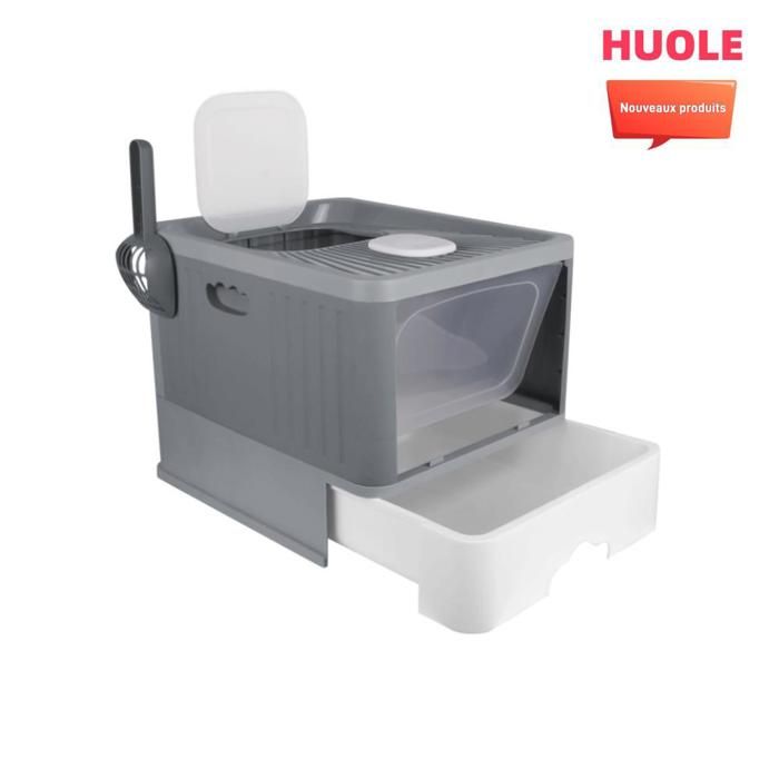 Comparer les prix de Bac à litière pour chat - Facile à nettoyer - 48*37*38cm - Bac à litière écologique - Gris