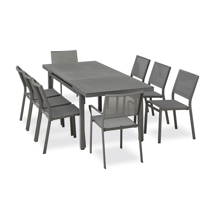 Ensemble repas de jardin 8 places en aluminium - Gris anthracite - DANIA Ensemble repas de jardin 8 places en aluminium - Gris anthracite - DANIA