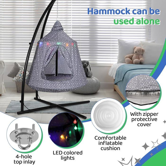 Hamac denfants avec Support Chaise Balançoire Suspendue Fauteuil Suspendu pour intérieur et extérieur capacité de Charge 150 kg