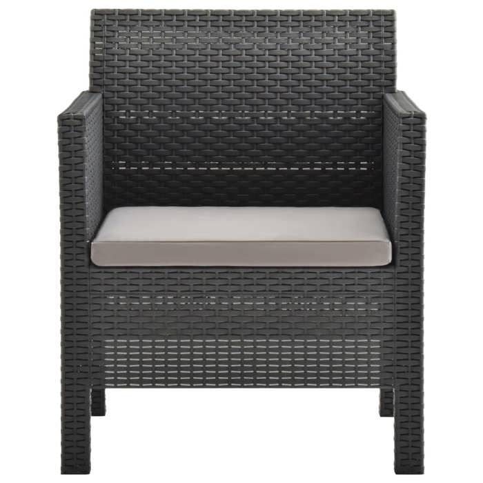 NEW 2025 Fauteuil de jardin - GKO - Anti-UV - avec coussin PP Rotin Anthracite - size:63x65x76 cm @@4009