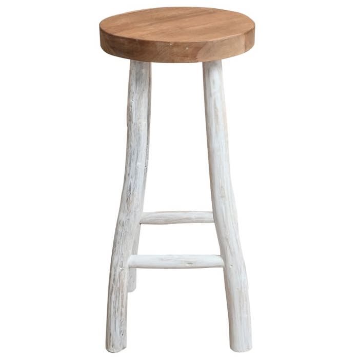 Tabouret haut pour appartement/Utilisations maison - Chaise de bar Bois de teck solide - L37xP37xH76 cm@EU75367319