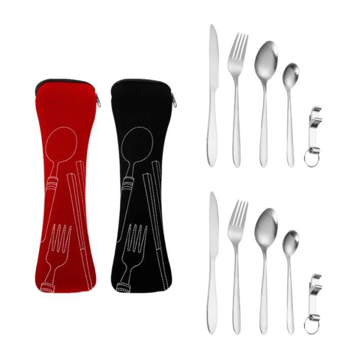 Couvert De Camping Militaire Mil-Tec 4 Pièces - Acier Inoxydable - NEUF - Lot De 4