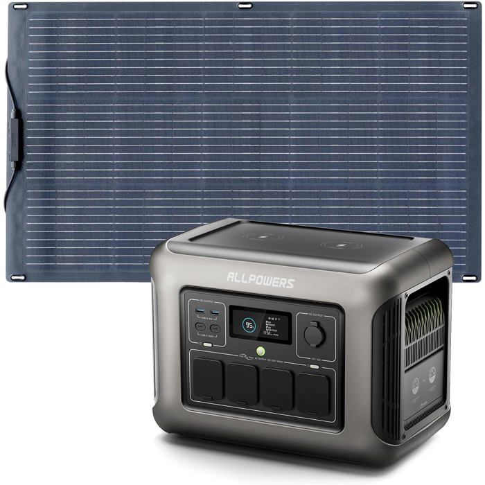 Générateur solaire - ALLPOWERS - R1500 LITE - 1600W - Panneau flexible 100W inclus - Station dénergie portable - Camping-car