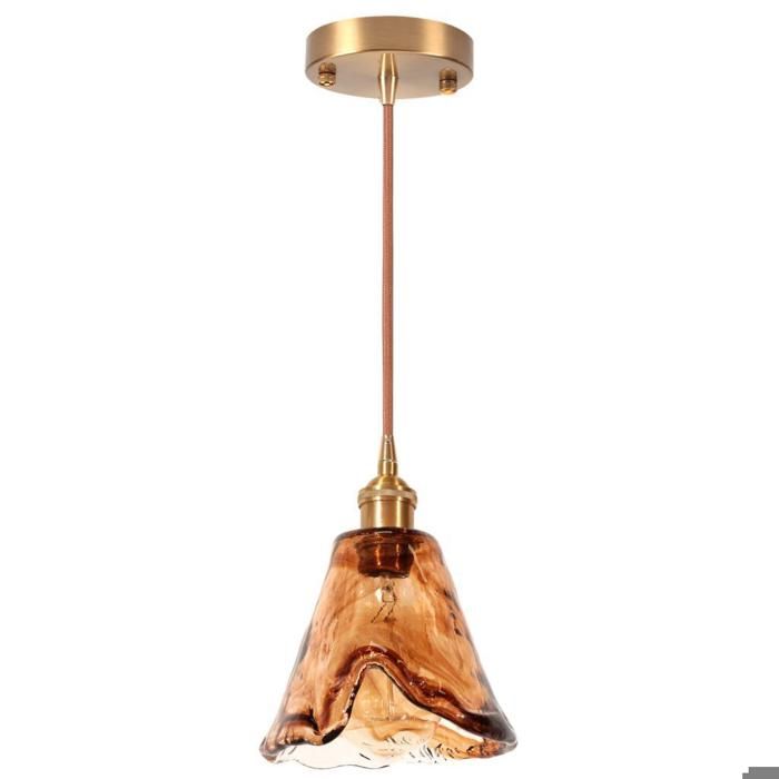 iDEGU Suspension Luminaire en Verre Ambre Lampe de Plafond Industriel Abat-jour Irrégularités Lustre Style Vintage pour Salon Cafes iDEGU Suspension Luminaire en Verre Ambre Lampe de Plafond Industriel Abat-jour Irrégularités Lustre Style Vintage pour Salon Cafes