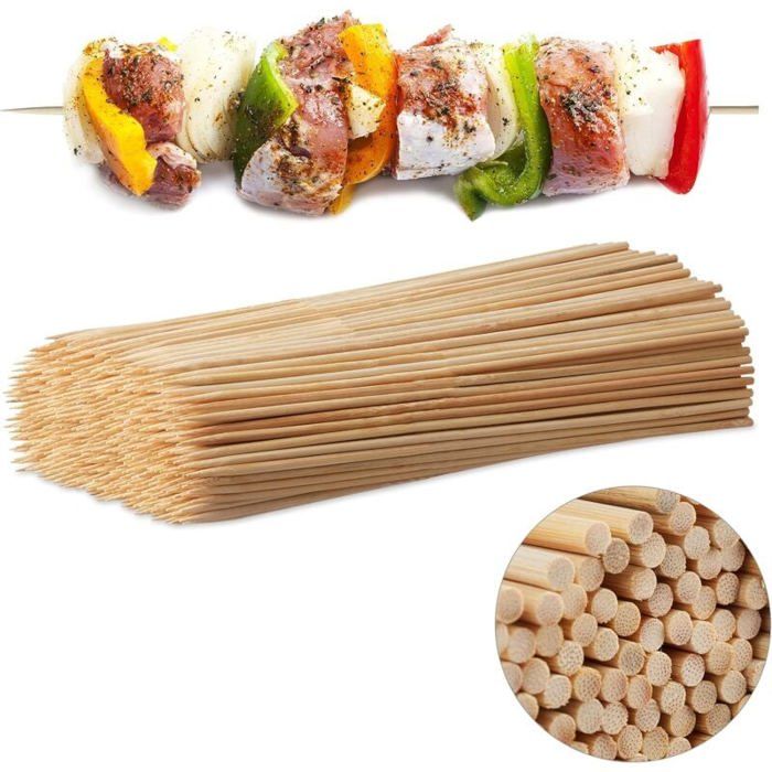 Brochettes Plates Poignée Antidérapante 8 Brochettes Barbecue Inox 60cm - Acier Inoxydable Qualité Alimentaire - Poignée Confortable Brochettes Acier Inoxydable