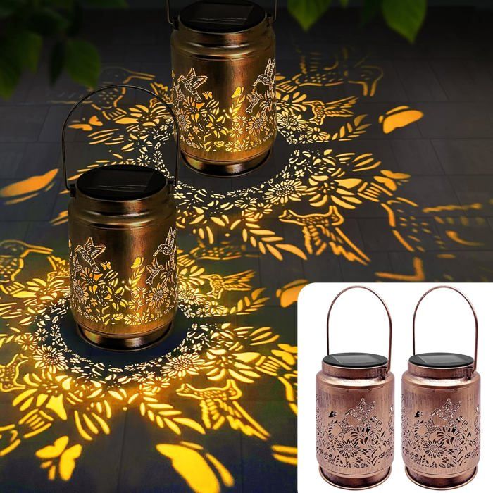 Lanterne Solaire Extérieur 2pcs Suspendue Style Marocain Bohème IP44 Cuivre Lumineux