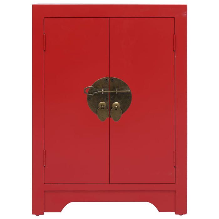 “Winter SaleTOP Armoire de lit Rouge - Table de chevet Rouge 38x28x52cm - bois de Paulownia PRO30415
