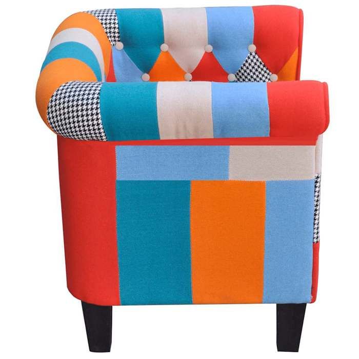Fauteuil patchwork - vidaXL - 685x605x65 cm - Multicolore - Coussin 45x47 cm - Épaisseur du coussin 8 cm