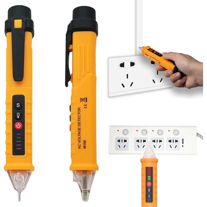 Détecteur de Tension Sans Contact AC Testeur de Tension 12-1000V avec Sensibilité Réglable Test de Fil en Neutre/Phase