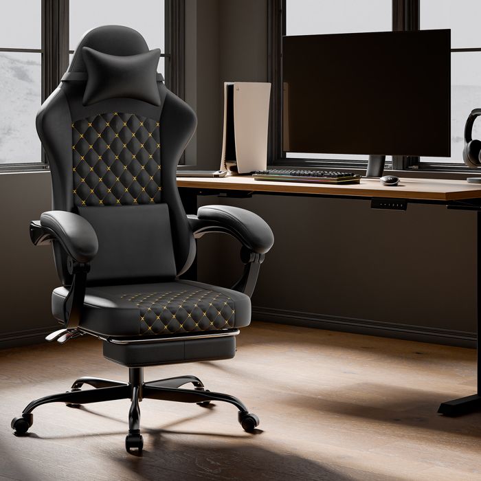 SONGMICS Fauteuil Gamer Ergonomique - Chaise Bureau Avec Dossier S, Charge 150kg, Noir Et Gris