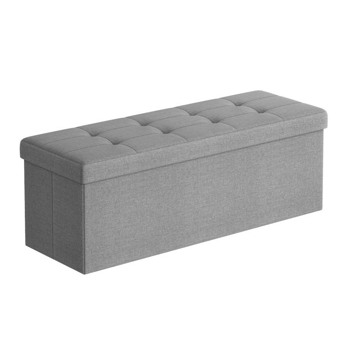 Banc de Rangement Pliable Longueur 110 cm Montage Facile pour Salon Chambre Entrée Gris Clair