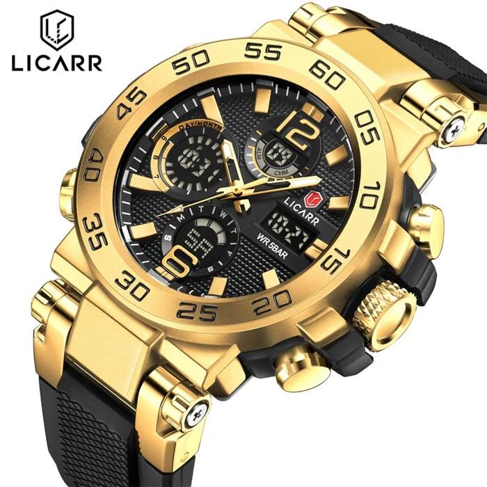 Homme Électronique Montres Multifonction Numérique/Analogique Affichage Alarme Chronomètre Etanche 5ATM Extérieur Plongée Montres