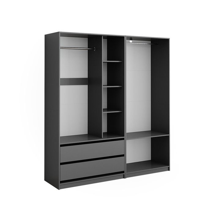Armoire à vêtements Elmo 180x200cm Lot de 2 Anthracite Vicco 50210