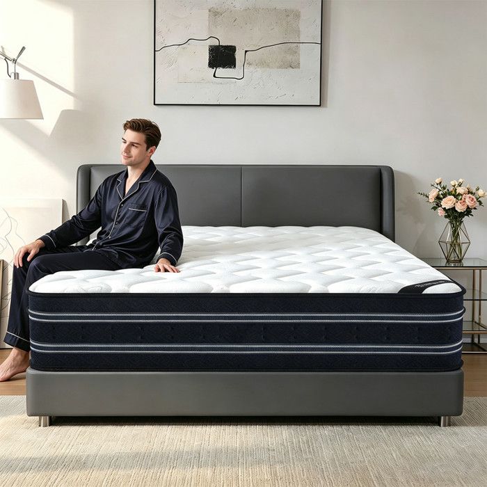 Matelas 140x190 cm Ép 28cm Mousse à mémoire de Forme Haute Résilience Ergonomique Soutien & Indépendance de Couchage Respirant