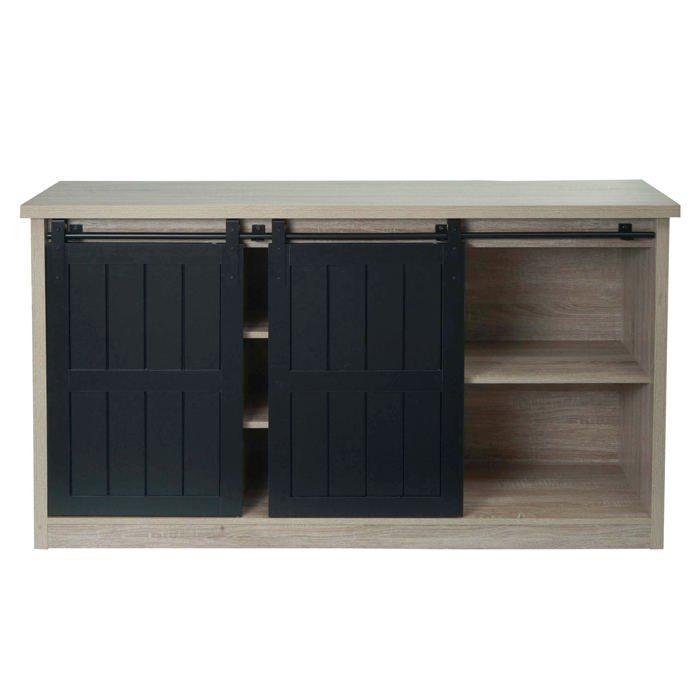 Buffet 150 cm aspect bois naturel style industriel metal porte coulissante 7 compartiments de rangement 04_0010279 Buffet 150 cm aspect bois naturel style industriel metal porte coulissante 7 compartiments de rangement 04_0010279