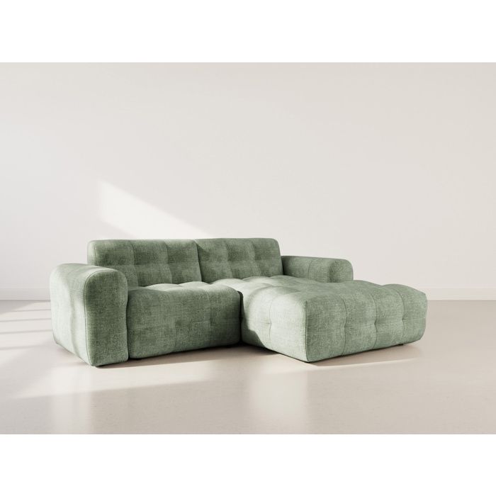 Diane - Canapé dangle droit 4 places en velours texturé - Vert sauge