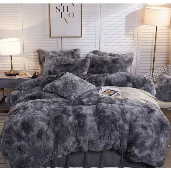 Housse de Couette à Poils Longs en Peluche 160*200cm Ultra Douce en Velours Cristal Housse de Couette en Flanelle Multicolore