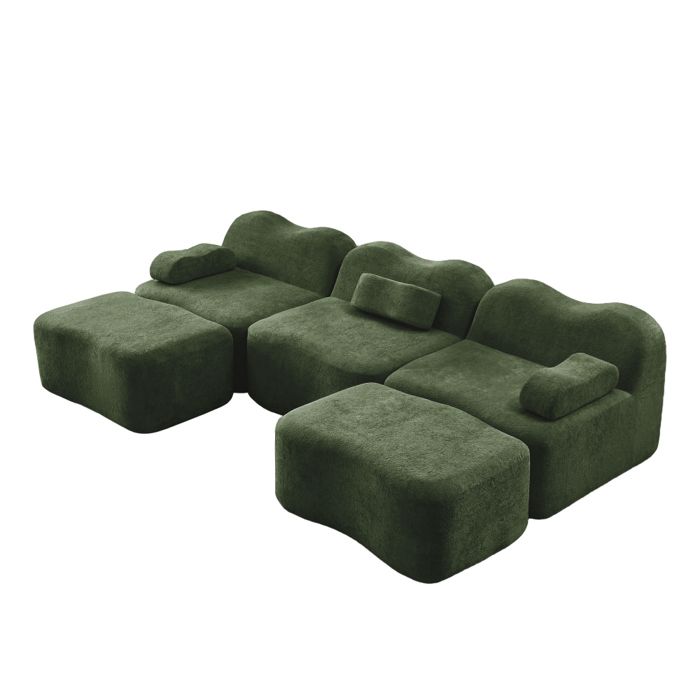 Canapé compressé dangle modulaire -canapé-lit convertible en forme de U 3 places - coussin de siège profond salon vert